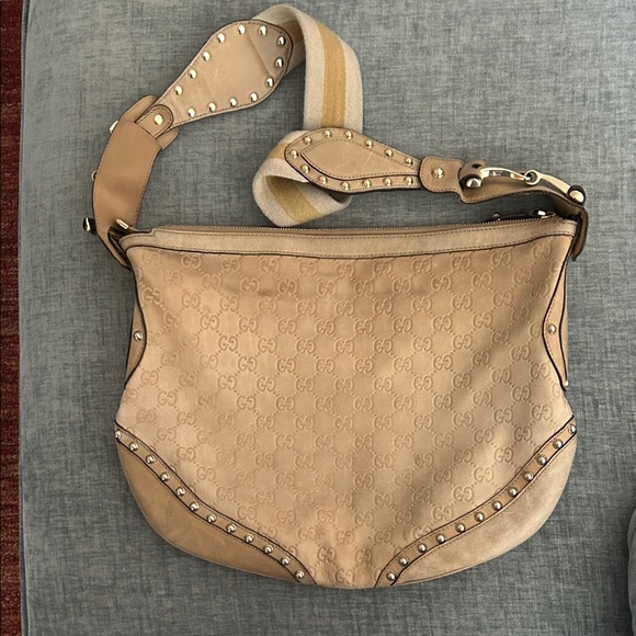 Gucci Guccissima Leather Beige Monogram Shoulder Bag - Picture 1 of 11